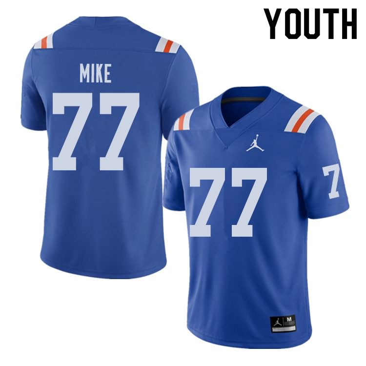 NCAA Florida Gators Andrew Mike Youth #77 Jordan Brand Alternate Royal Throwback Stitched Authentic College Football Jersey VPN4564DV